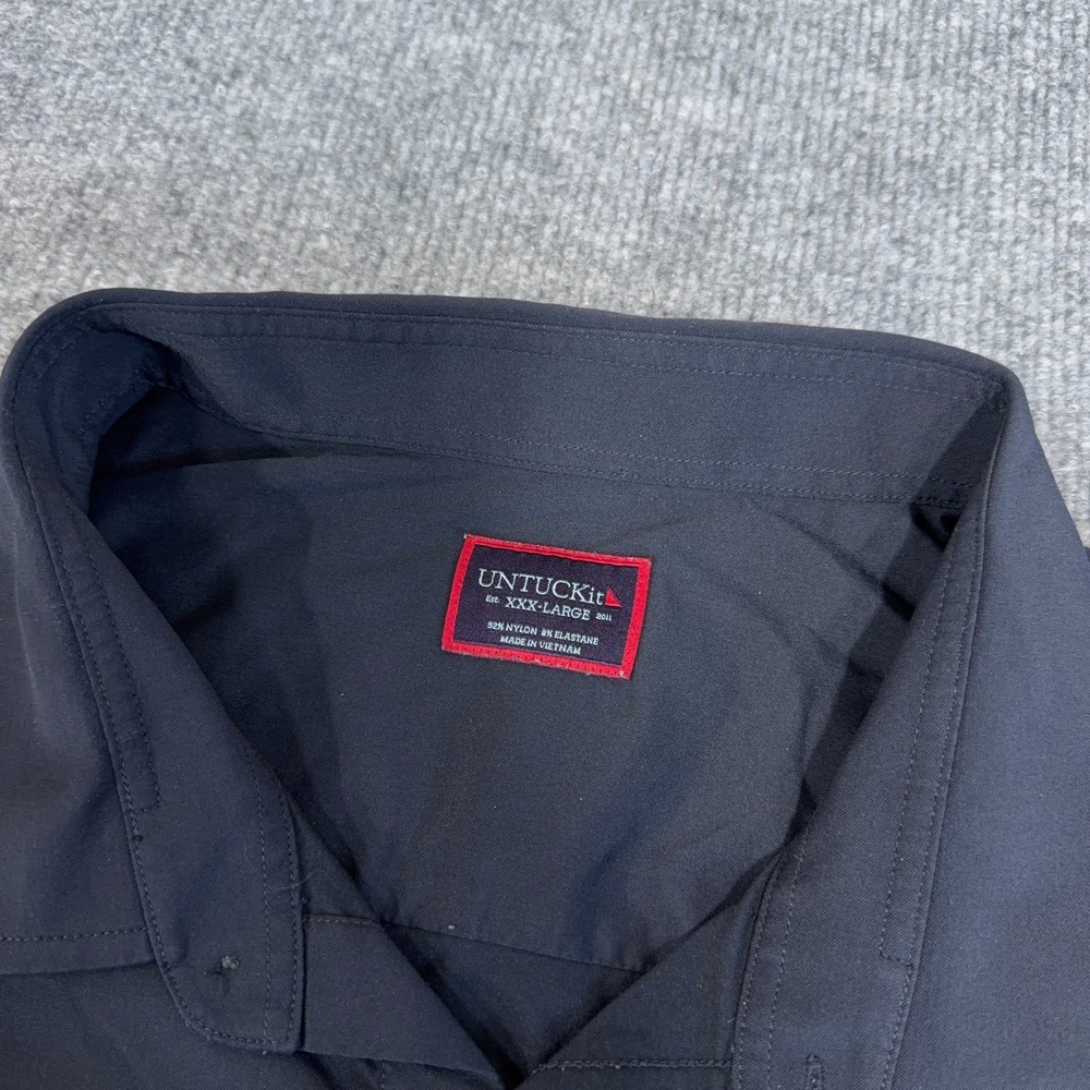 Untuckit Shirt Mens 3XL Black Logo Nylon Stretch Performance Gironde Button Up - Picture 3 of 8